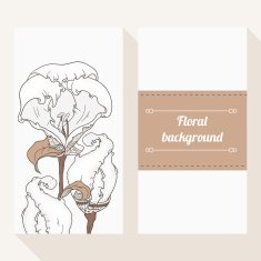 Invitation cards set with hand drawn flowers