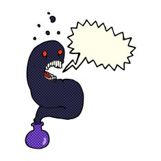 cartoon halloween ghost in bottle with speech bubble N7