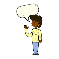 cartoon woman wearing spectacles with speech bubble N16