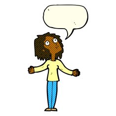 cartoon curious woman looking upwards with speech bubble N5