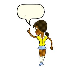 cartoon girl with idea speech bubble N10