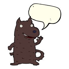 cartoon happy dog with speech bubble N36