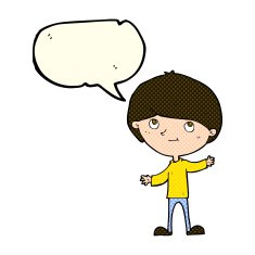 Cartoon happy boy with speech bubble N106