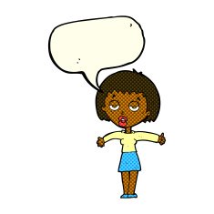 cartoon bored woman with speech bubble N14