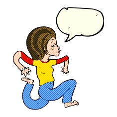 cartoon woman running with speech bubble N5