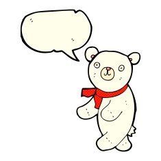 cute cartoon polar teddy bear with speech bubble N6