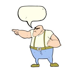 cartoon angry tough guy pointing with speech bubble N5