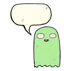 funny cartoon ghost with speech bubble N42