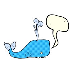 cartoon whale with speech bubble N16