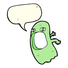 funny cartoon ghost with speech bubble N43