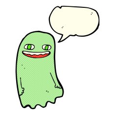 funny cartoon ghost with speech bubble N44