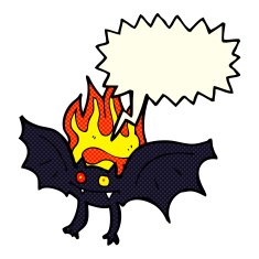 cartoon vampire bat with speech bubble N5