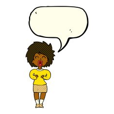 cartoon screaming woman with speech bubble N5