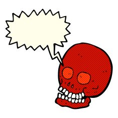 cartoon skull with speech bubble N16