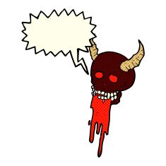 cartoon spooky halloween skull with speech bubble N6