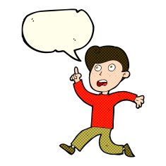 cartoon boy panicking with speech bubble N14