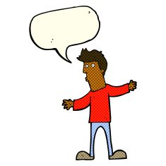cartoon curious man with speech bubble N34