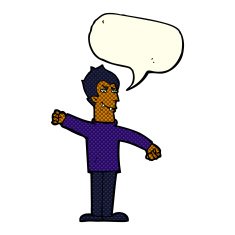 cartoon vampire man with speech bubble N58