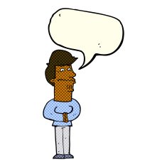 cartoon nervous man with speech bubble N64