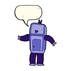 funny cartoon robot with speech bubble N27
