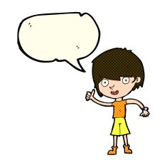 cartoon boy with positive attitude speech bubble N8