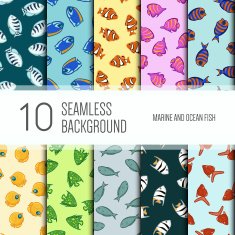 10 seamless pattern background Fish N2