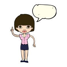 cartoon woman with idea speech bubble N116
