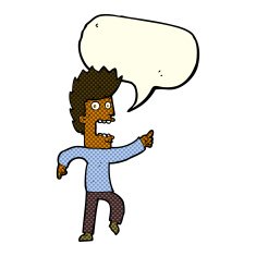 cartoon terrified man with speech bubble N101