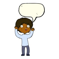 cartoon frightened man with speech bubble N39