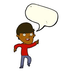 cartoon happy man with speech bubble N208