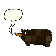 funny cartoon bear with speech bubble N16