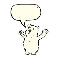 cartoon funny polar bear with speech bubble N3