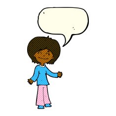 cartoon happy woman with speech bubble N123