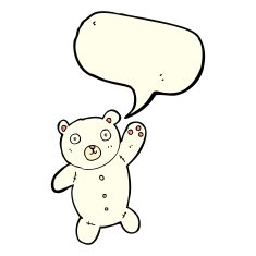 cartoon cute polar teddy bear with speech bubble N3