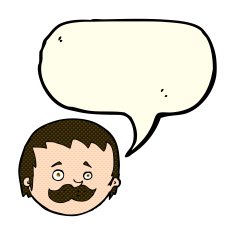cartoon man with mustache speech bubble N39