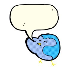 cartoon bird with speech bubble N150