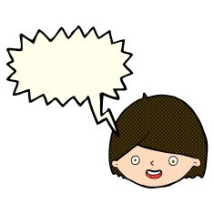 cartoon happy face with speech bubble N25