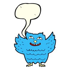 cartoon happy owl with speech bubble N6