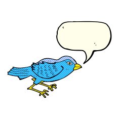 cartoon garden bird with speech bubble N20