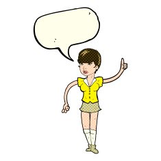 cartoon pretty girl asking question with speech bubble N3