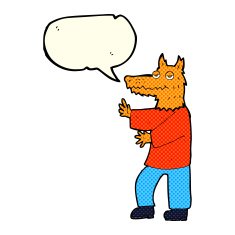 cartoon fox with speech bubble N10