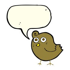 funny cartoon bird with speech bubble N57