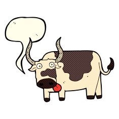 cartoon bull with speech bubble N13