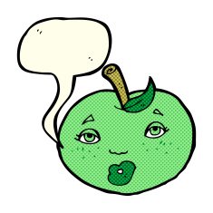 cartoon apple with face speech bubble N9