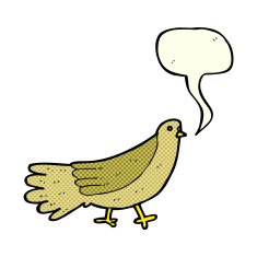 cartoon bird with speech bubble N152