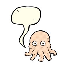 cartoon alien squid face with speech bubble N15