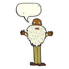 cartoon bearded old man with speech bubble N18