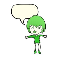 cartoon vampire girl with speech bubble N110