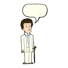 cartoon unhappy gentleman with speech bubble N5