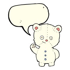 cartoon waving polar bear cub with speech bubble N22